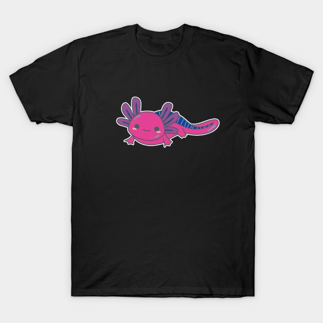 Bi Pride Axolotl | Cute Design with Bisexual Flag Colors T-Shirt by pawsitronic